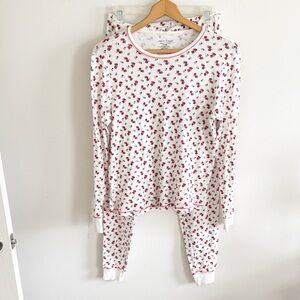 Poppy & Clay organic cotton white and red floral pajama set top and bottom sz M